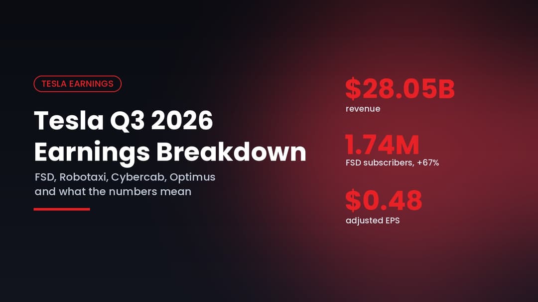 Tesla Q3 2026 earnings: $28.05 billion revenue, 1.74 million FSD subscribers up 67%, $0.48 adjusted EPS