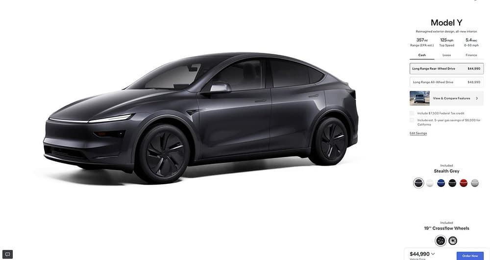 Tesla Launches Upgraded Model Y Long Range RWD in the U.S.