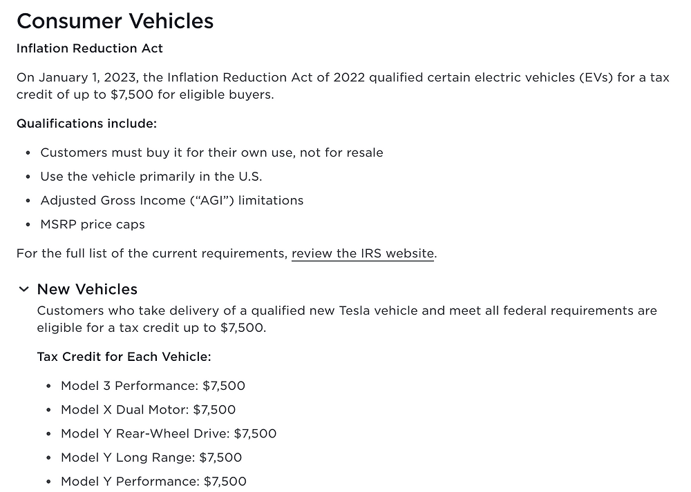 Tesla Announces Models Eligible for Full $7,500 Federal EV Credit